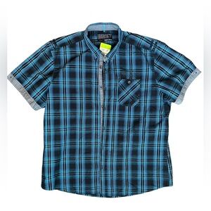 Urban District Angelo Litrico Short Sleeve Button Down Black Blue Men’s Size XXL